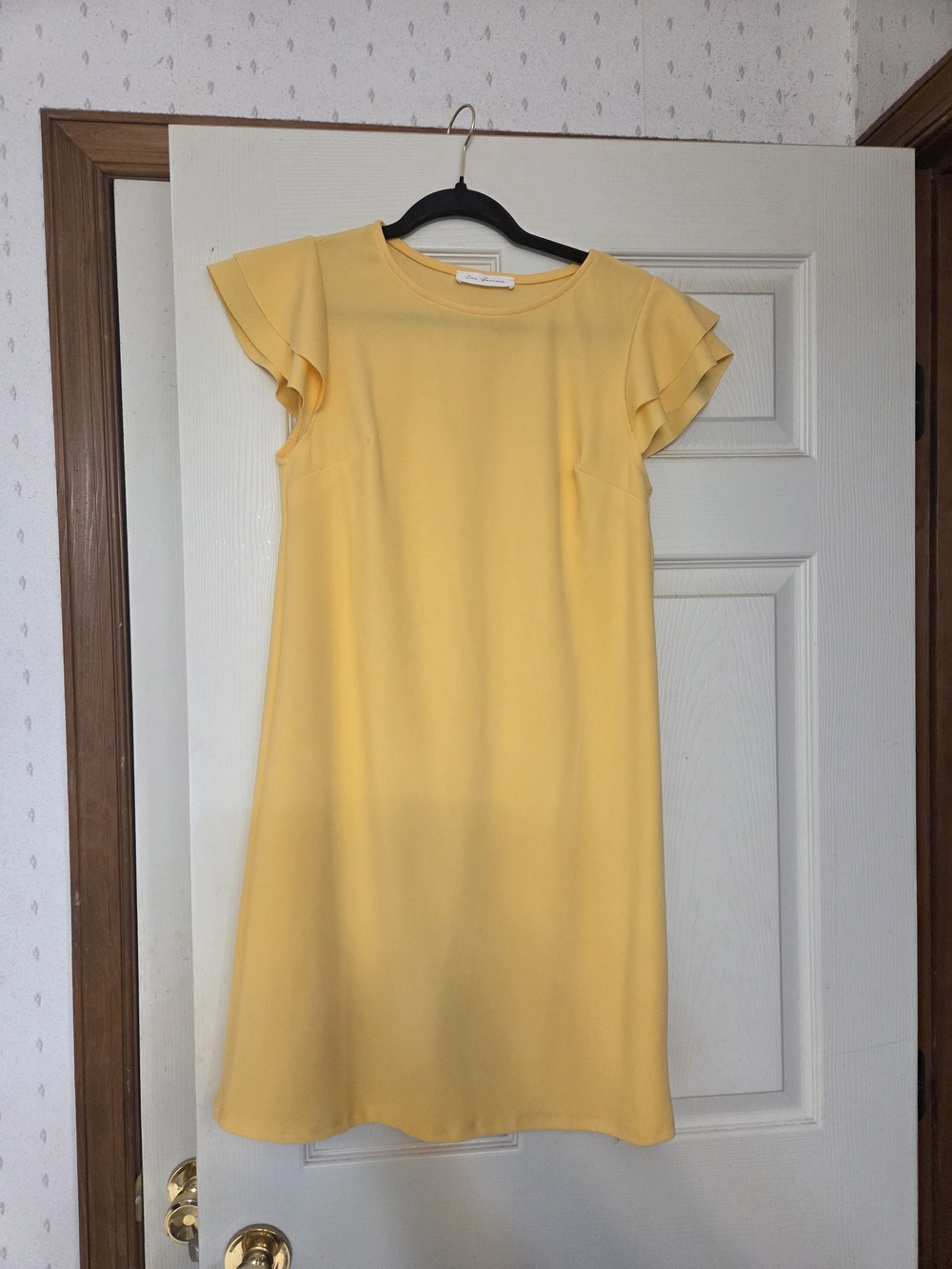 Yellow Flutter Sleeve Shift Dress